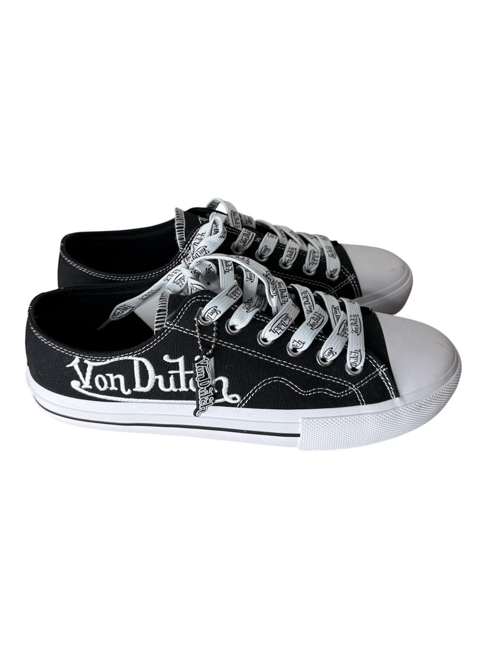 VON DUTCH Men’s Ryder Low Canvas Sneakers Black White Retro Classic Size 11